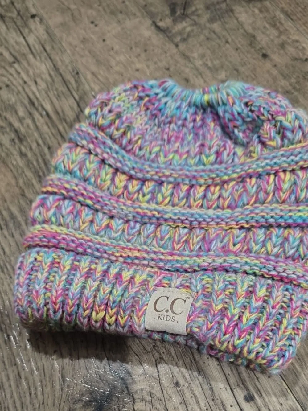 Pastel Multicolor Ponytail Beanie